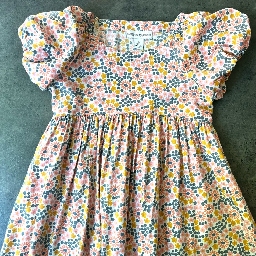 Pink Floral Puff Sleeve Dress